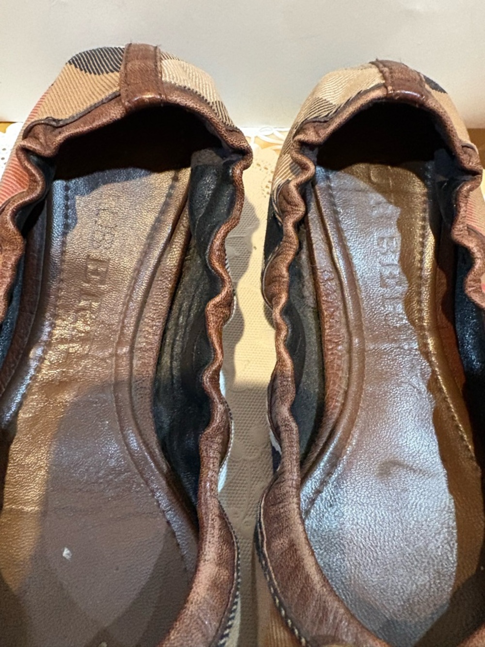 Burberry Brown  Canvas & Leather Ballet Flats with Brass Bit Detail - Picture 3 of 8